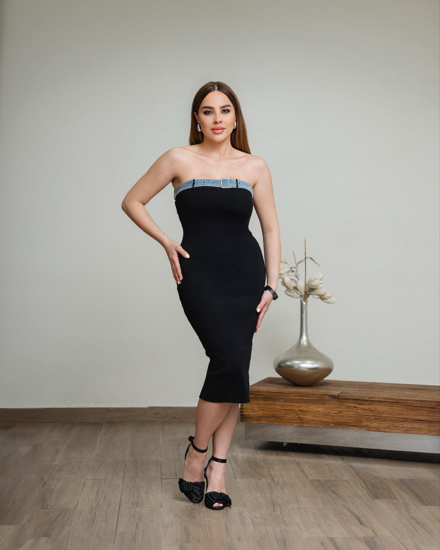 Black dress with strap